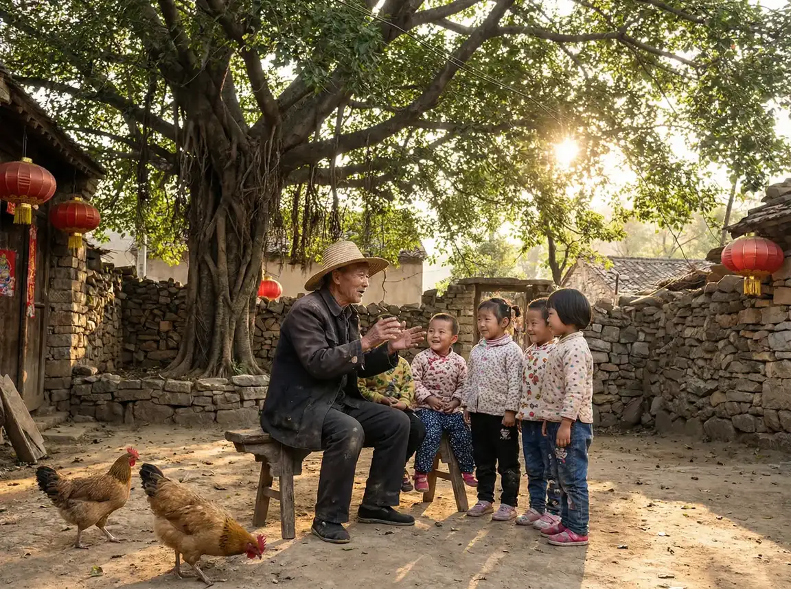 老人在大榕树下给孩子们讲故事 - 狼群影视高清视频免费版 乡村记忆
